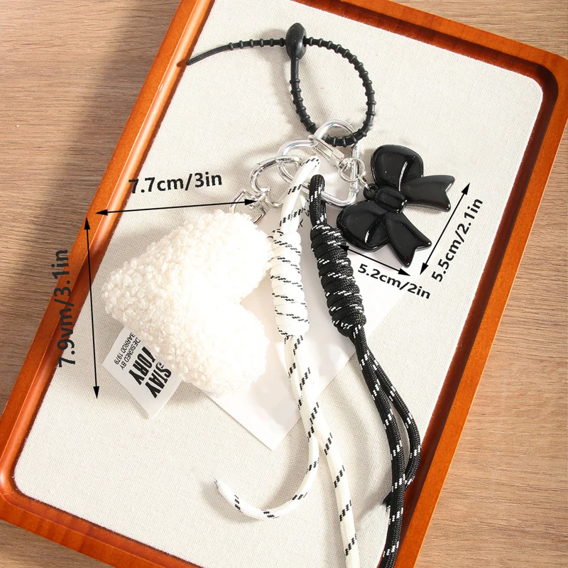 Fashion Lamb Wool love Plush Keychain Cute Heart Shaped Pendant Rope Chain Elegant Girl Backpack Key Accessoriy