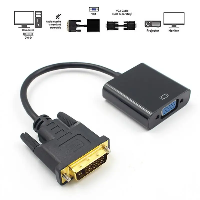 PC 컴퓨터 모니터용 케이블 컨버터, DVI 수-VGA 암 어댑터, 풀 1080P DVI-VGA 어댑터, 25 핀-15 핀