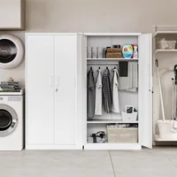 Metal Wardrobe Cabinets with Lock,Clothing Locker 72" X 36" X 18" Storage Cabinets for Home Room,Fire Department, School 2