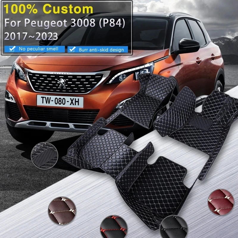 Alfombrillas de cuero para coche, alfombras protectoras para Peugeot 3008,  P84, 2017 ~ 2023, piezas interiores, accesorios para coche, 2018, 2019