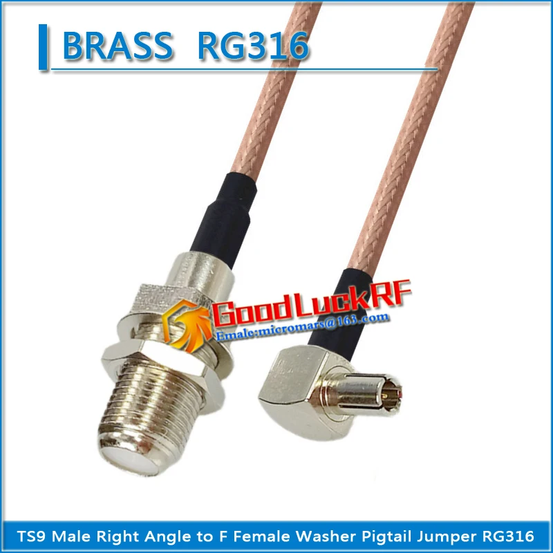 

High-quality TS9 Male right Angle 90 Degree to F Female Bulkhead Washer Nut Pigtail Jumper RG316 Cable Low Loss TV 50 ohm