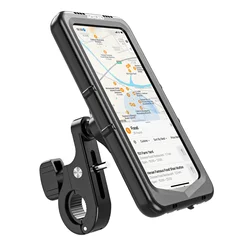 Waterproof 360° Rotating Phone Holder for Bicycles and Motorcycles (Fits 4 - 7 inch Smartphones) (Black Bold Extension)