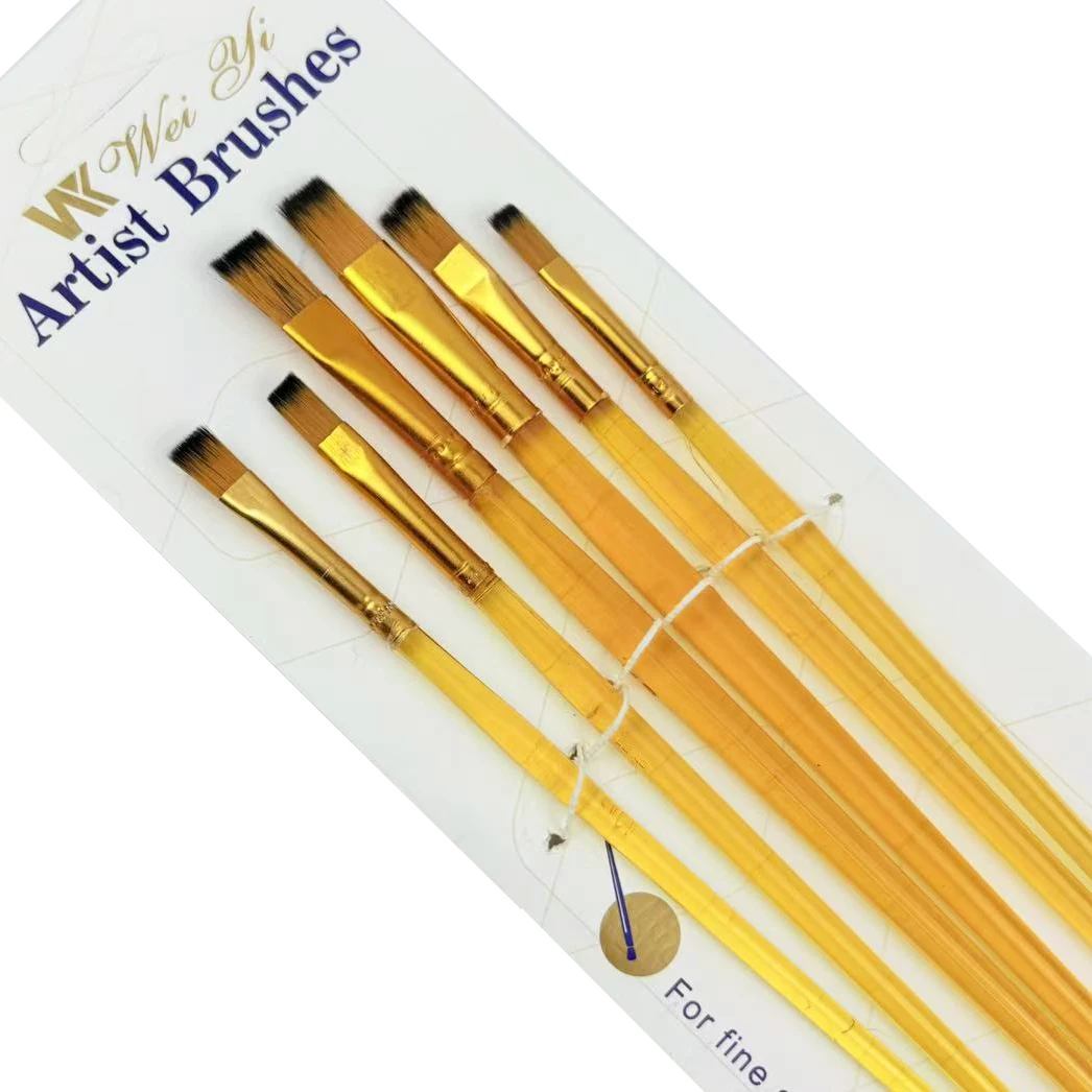 프리미엄 6피스 아티스트 페인트 브러쉬 세트 - 아크릴, 수채화, 유화 및 바디 페인팅을 위한 매우 내구성이 뛰어난 나일론 브리슬