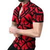 3D Men's Striped Printed Short Sleeve Shirt, Fashionable And Casual Loose Shirt, 2023 New Style. 2