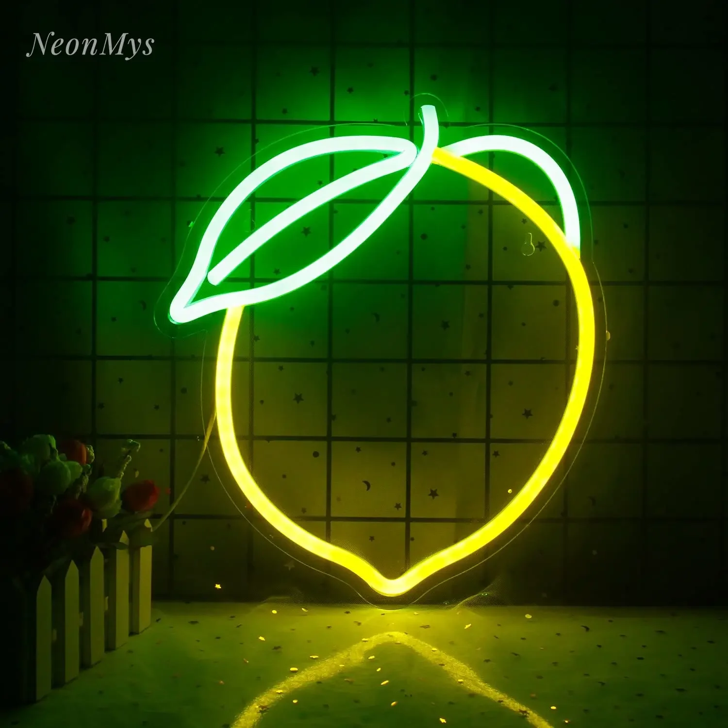 Lemon Neon Sign Fruit Neon Light for Bedroom Wall Lights USB Powered Switch Apartment Shop Kids' Room Bedroom Shop Decor