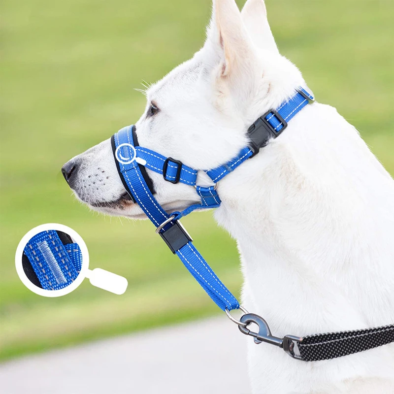 Dog Mouth Muzzles Anti Bark Dog Collar Breathable Training Tool Nylon Muzzle Set With Reflective Muzzle To Stop