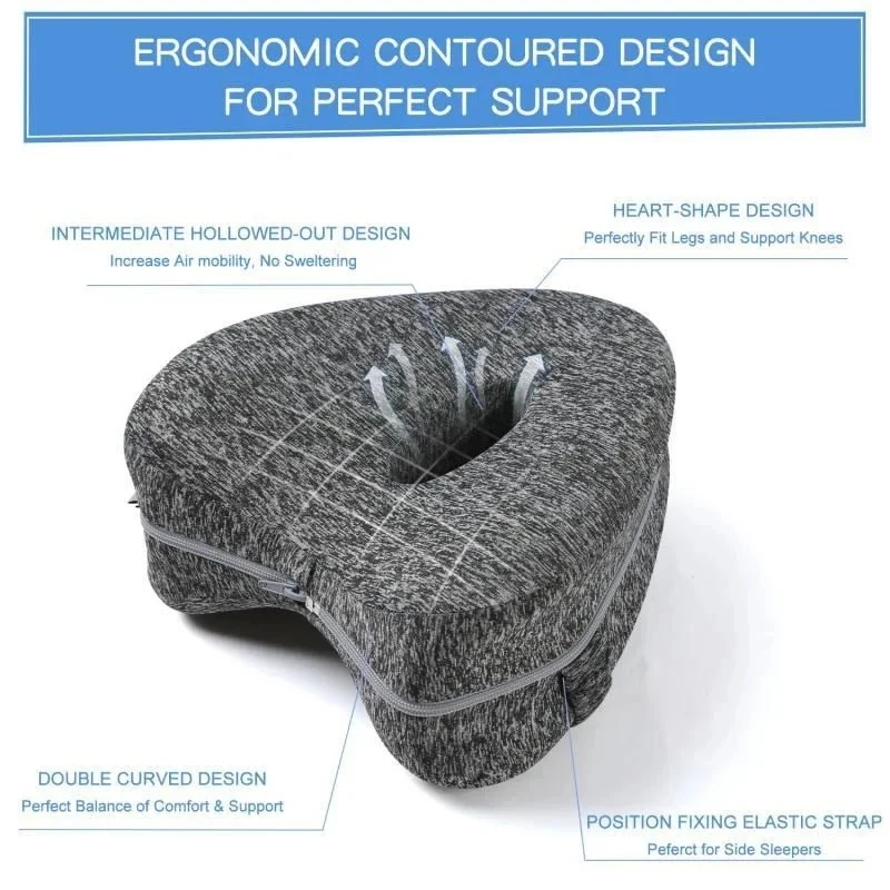Memory Cotton Leg Pillow Hollow Heart Pregnancy Side Sleeper Sciatica Orthopedic Sciatica Back Hip Relief Pillow For Bed, Sofa 2