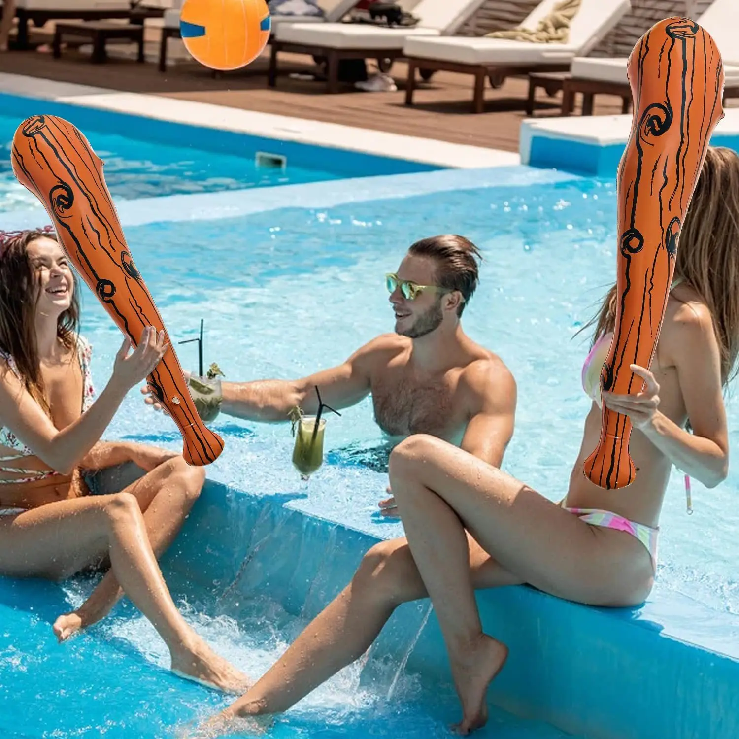 Inflatable Wooden Stick PVC Inflatable Stick Wild Man Hammering And Expelling Monster Caveman Playing Party Prop