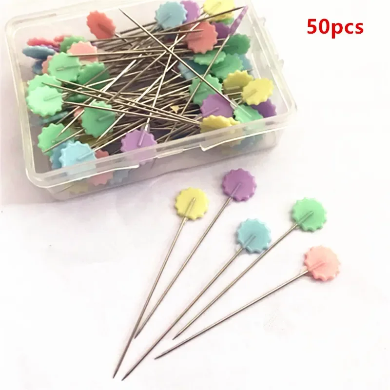 50 개/상자 위치 바느질 마커 바늘 핀 양재 자수 패치 워크 핀 DIY 봉제 의류 액세서리
