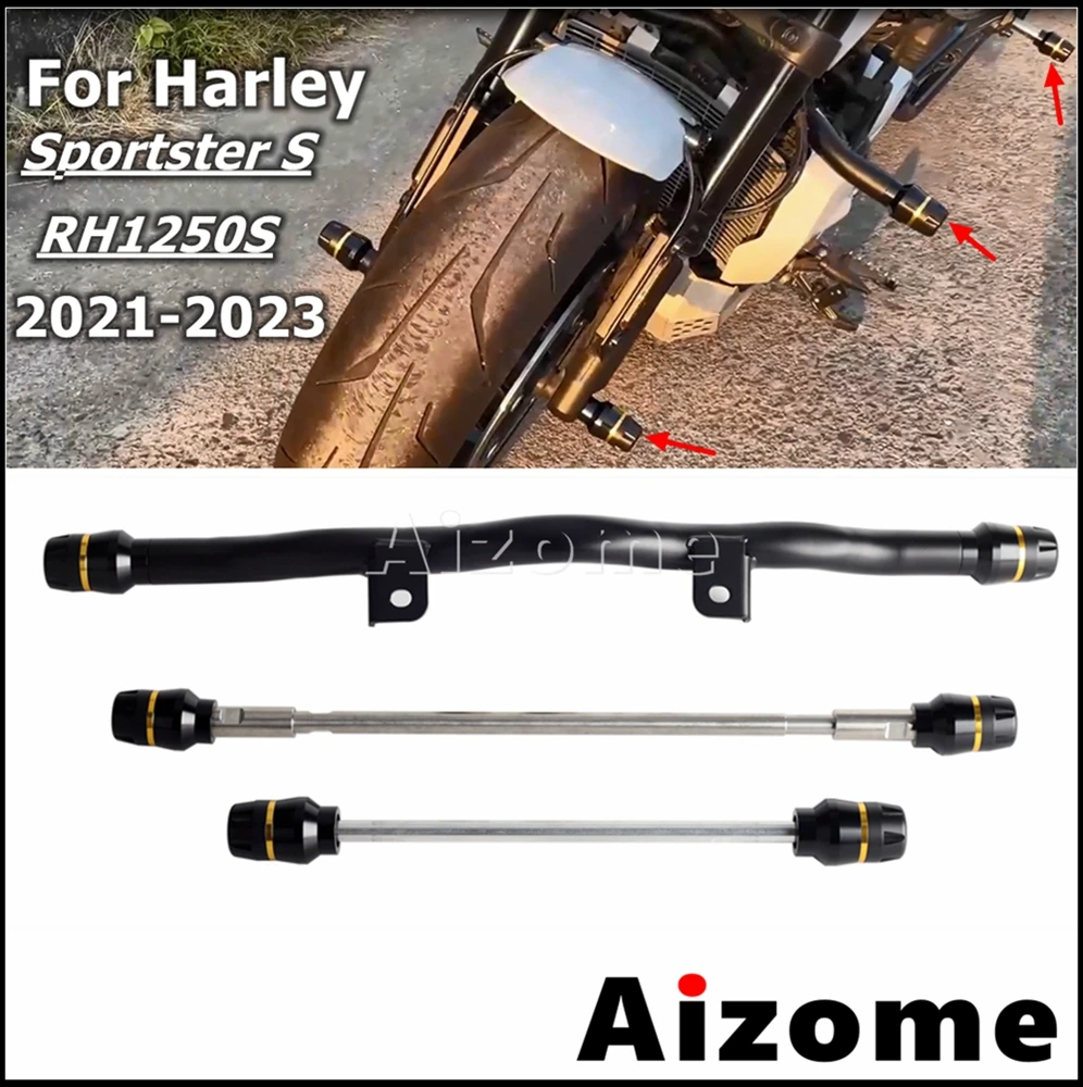 

Highway Peg Engine Bumper Crash Flat-Out Bars Front Rear Axle Fork Wheel Sliders For Harley Sportster S RH1250S 2021 2022 2023