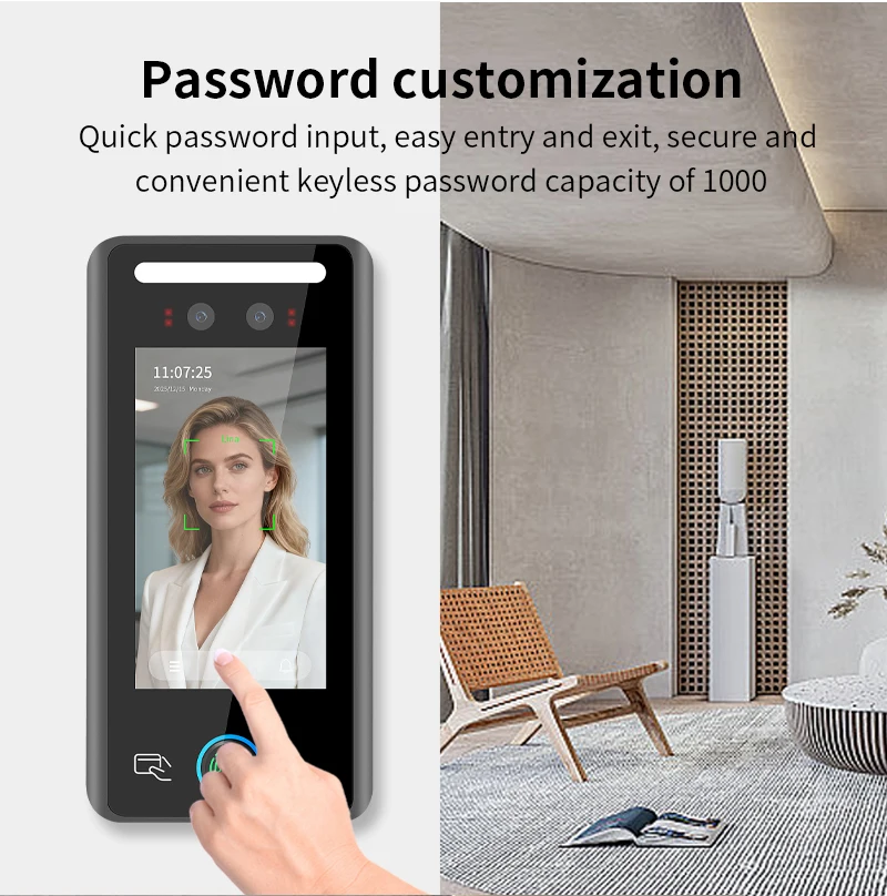 AI Biometric Wall Mount Face & RFID Recognition Terminal 4.5-inch WG26/34 Card R
