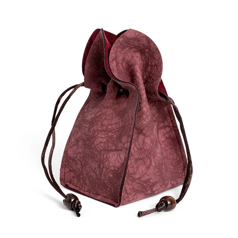 Personal Tea Cup Pouch - Portable Drawstring Storage Bag for Travel & Outdoor, Chinese Style Antique Cup Sleeve,  Gift for Tea