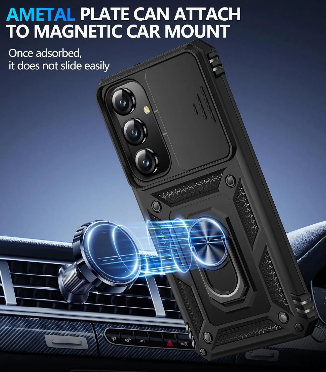 Military Grade Armor Protective Kickstand Cover with Slide Camera Lens Protection