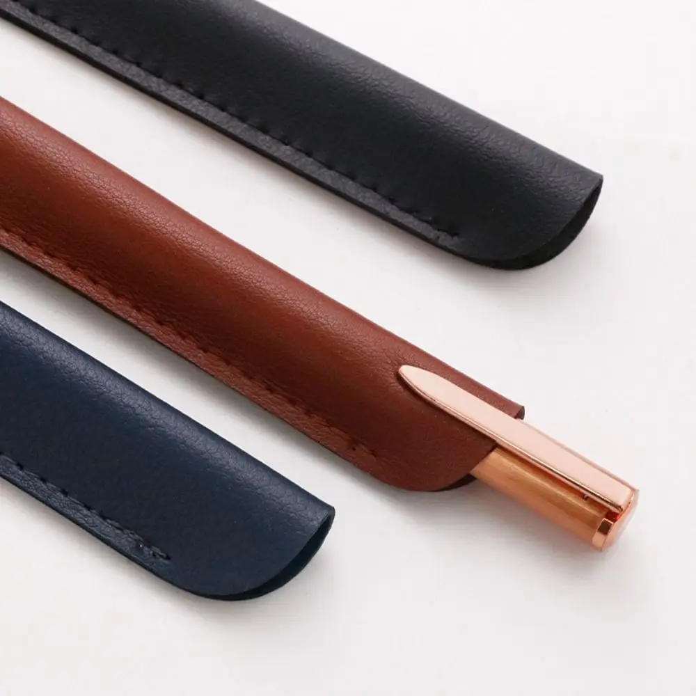 Sleek PU Leather Pen Holder Pencil Case - Elegant Stationery Storage Bag Gift