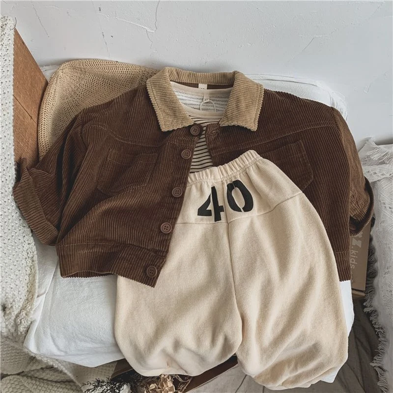 Childrens Retro Coat - Japanese Korean Autumn Winter Jacket for Boys  Girls