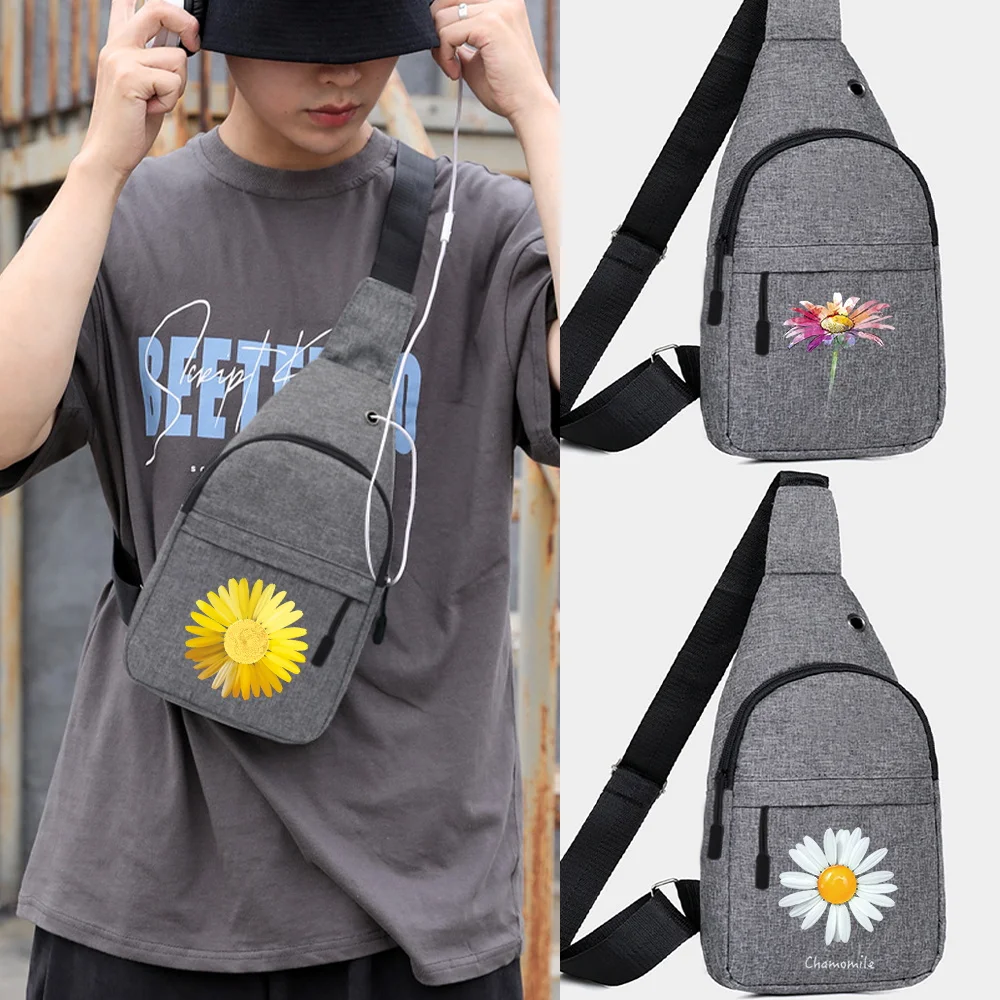 

Outdoor Chest Bag Men Short Trip Travel Carry Pack Jogging Zip Fanny Pack Pouch Daisy Print Phone Sling Bag Fashion Waist Bag