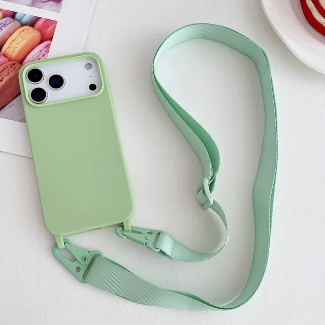 iPhoneアクセサリー iPhone17 Silicone Case + Crossbody Strap Crossbody Necklace Strap Lanyard Matte Silicone Case For iPhone 17