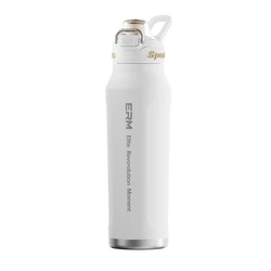 Insulated Stainless Steel Sports Bottle - Double Wall, Portable Design with Handle - 1000ML (WHITE)