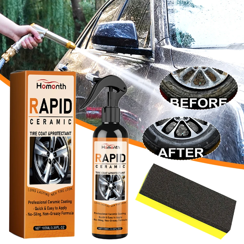 100ml Tire Coating Spray Dustproof Car Wheel Polishing Spray Long Lasting Tire Refurbishing Agent Auto Cleaning Tool