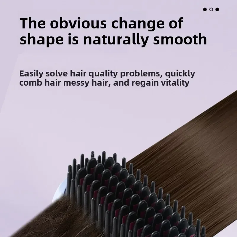 2in1 Straight Hair Comb Hair Curler Negative Ion Care Portable Charging Design Comb Roll Straight Dual-use Hot Air Brush