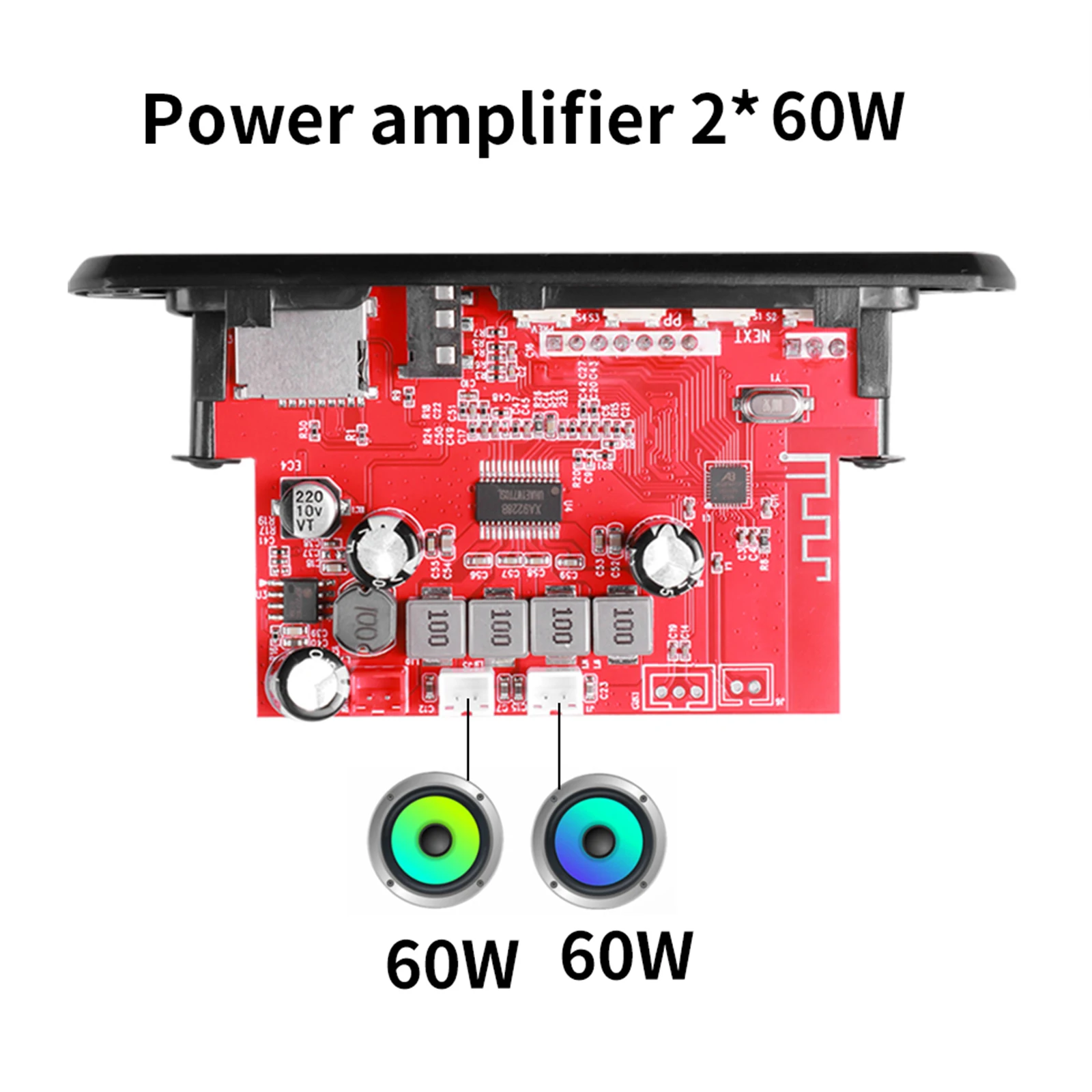 Car Radio Module 2x60W Stereo Bluetooth 5.0 MP3 Decoder Board 12V 24V 120W Amplifier Handsfree Support FM TF USB AUX Recorder