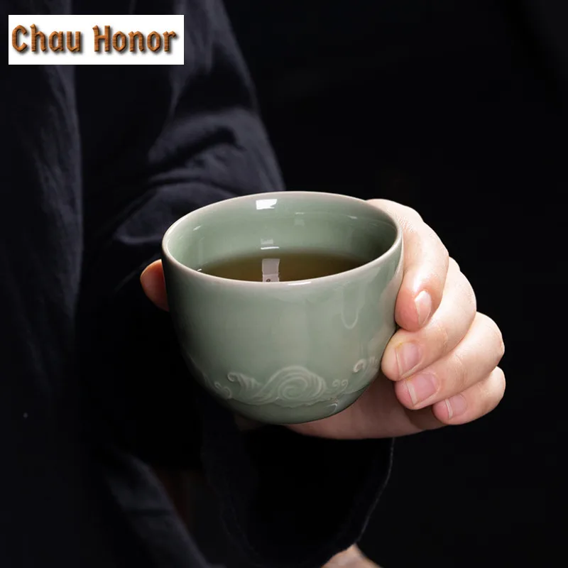 Handmade Longquan Celadon Travel Tea Set Kit Ancient 1 Pot 2 Cups Tea Maker Organizer Portable Picnic Handbag Kung Fu Tea Set