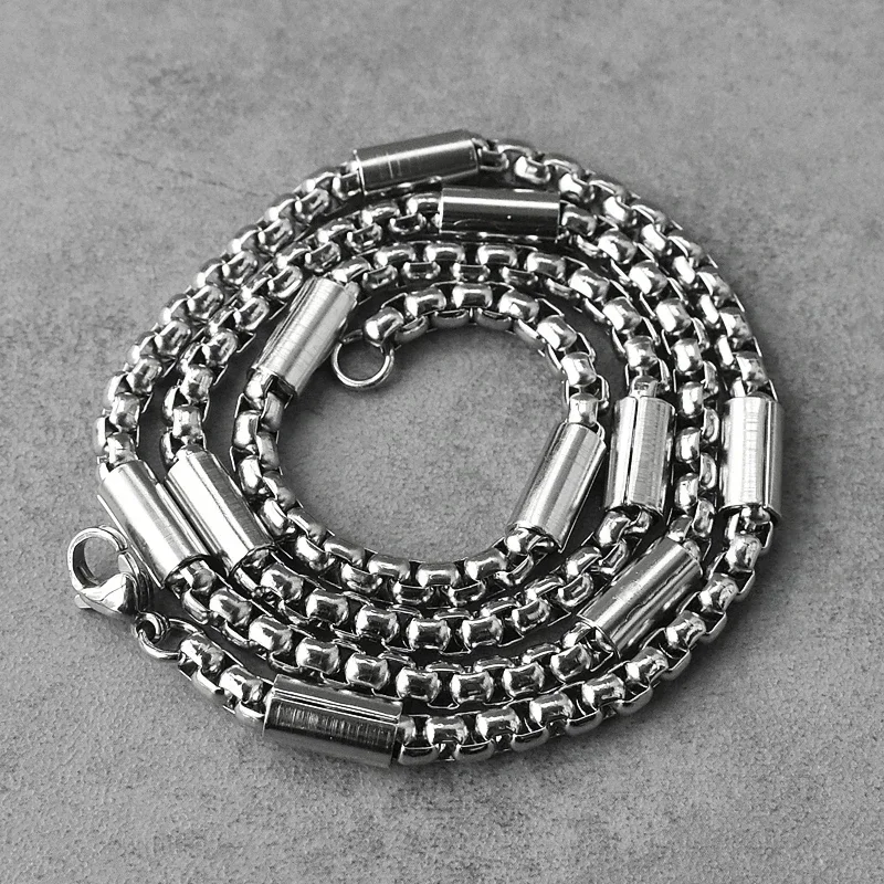 Silver Color Round Box Chain, 5mm Stainless Steel Unisex Necklace - 24 Inch
