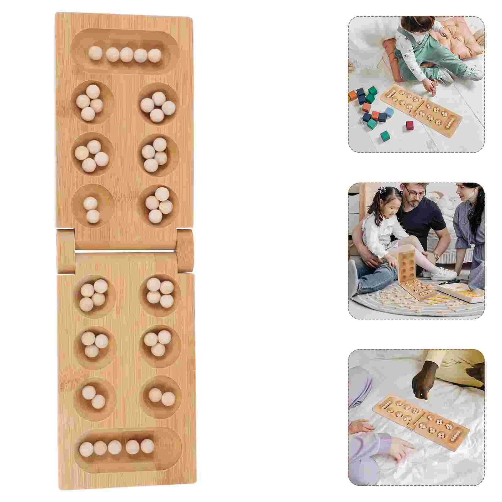 Game Mancala Board Chess Games African Kids Wood Checkers Wooden Travel Folding Set Family Toy Puzzle Strategy Brain Marble Bead 5