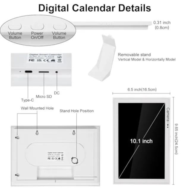 Digital Calendar 10.1'' WiFi Smart Family Calendar, Sync with Google, Apple and Outlook, Touchscreen Interactive Chore Chart an