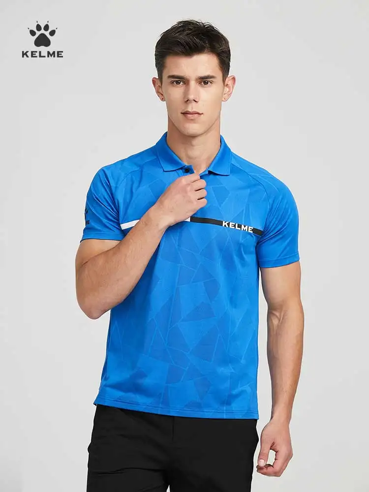Kelme Polo comoda e traspirante per t-Shirt sportiva da corsa estiva stampata a maniche corte da uomo - immagine 4