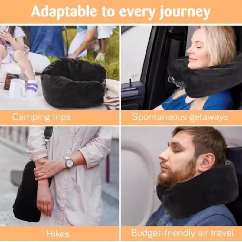 Portable Practical Travel Pillow with Storage Bag for Outdoor Use, Adjustable Polyester Fiber Neck Support, Comfortable