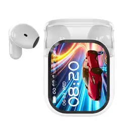 Enhanced Wireless Earbuds with Smart Display and AI Noise Cancelling Features (White)