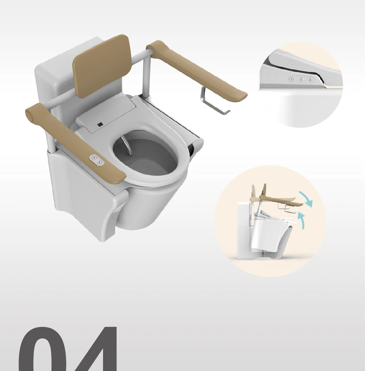 Mobillty Care Bathroom Modern Electronic Toilet Booster With Electric Bidet Seat And Ceramic Pan For Aging Groups Toilet Lifter 3
