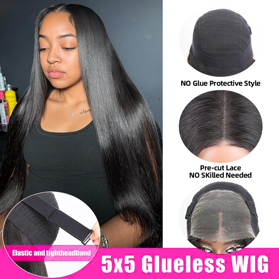 30 Inch HD Transparent Straight 13x4 13x6 Lace Front Human Hair Wigs 250% Remy Brazilian 5x5 Closure Wig For Women