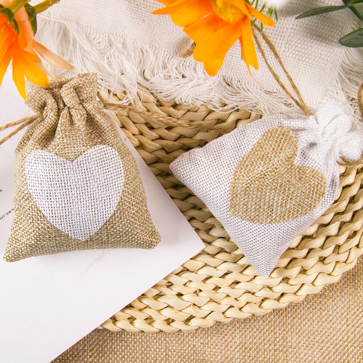 Source Small Burlap Drawstring Bags See Through Window Gift Bags Jewelry Pouches  Sacks for Wedding Party on m.alibaba.com