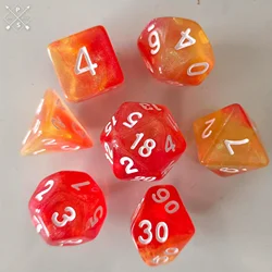 Set of Two Colorful Dragon Dice - Classic Desktop Game Accessories for Family and Friends Gatherings (Kumquat)