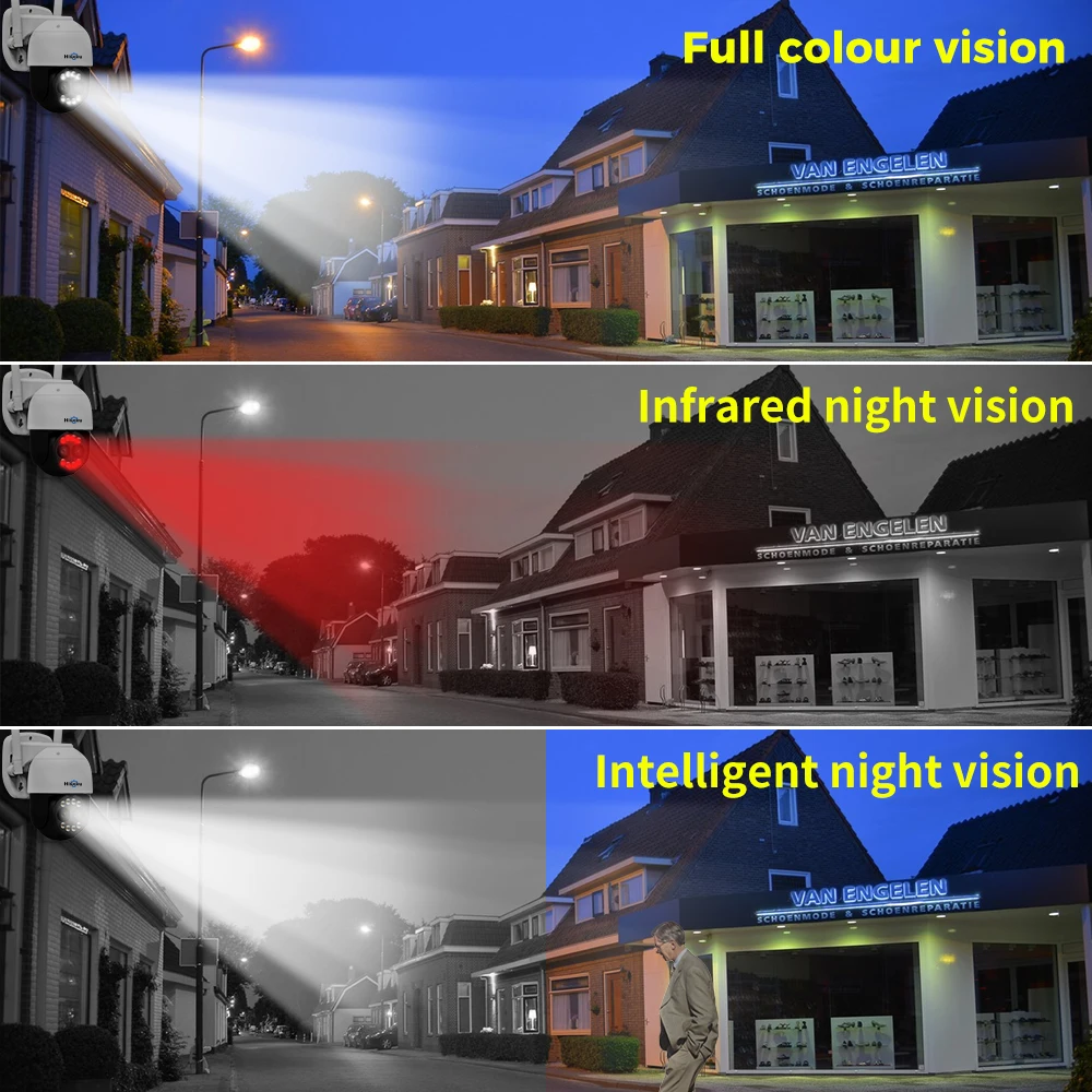 Hiseeu 4MP Dual Lens PTZ Wifi IP Camera 8X Zoom Outdoor HD Full Two-Way Voice Human Detection Video Surveillance Cameras 5V 5