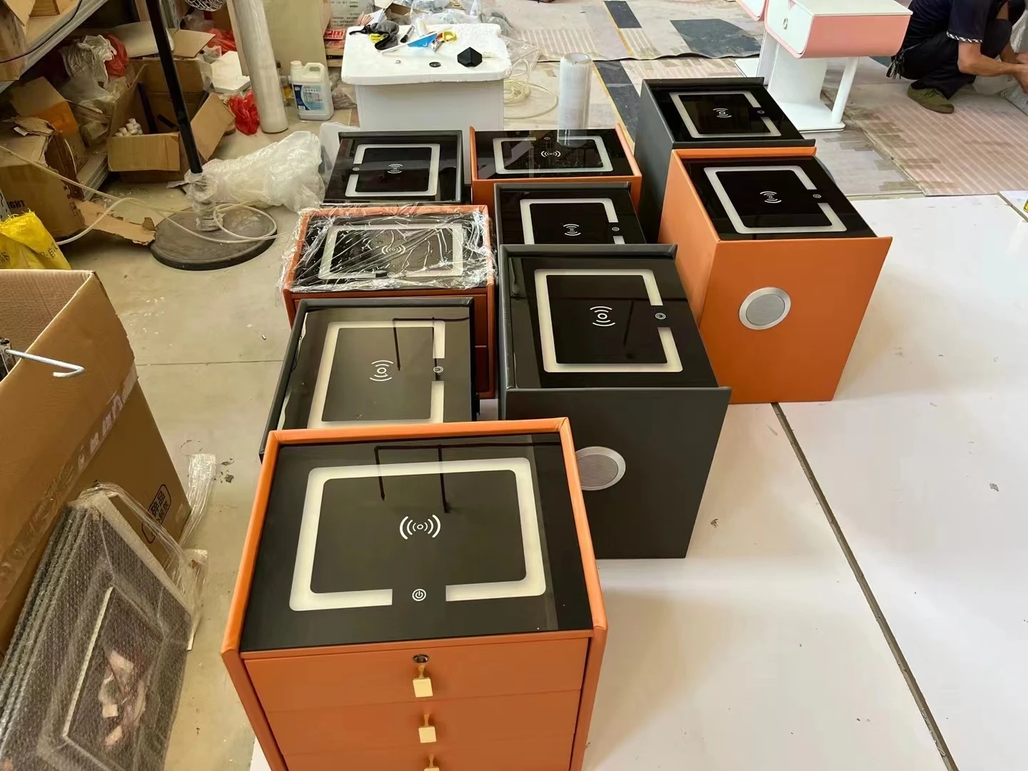 Description Picture 3 of itemSmart Bedside Table Bedroom Storage Cabinet Modern Wireless LED USB Charging White Multifunctional Nightstand Furniture HY50BT