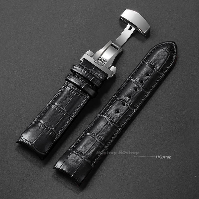 Kalbsleder-Uhrenarmband für Tissot T035 627/407/617 Armband mit Schmetterlingsschnalle, gebogenes Ende, Business-Gürtel, 22 mm, 23 mm, 24 mm – Detail 3