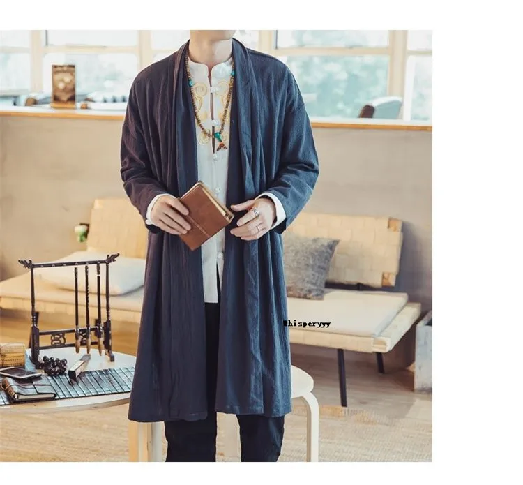 jacket hoodie Mens Long Windbreaker Jacket Spring Summer Thin Kimono Coat Vintage Male Clothes 2022 Solid Trench Casual Cardigan mens padded jacket