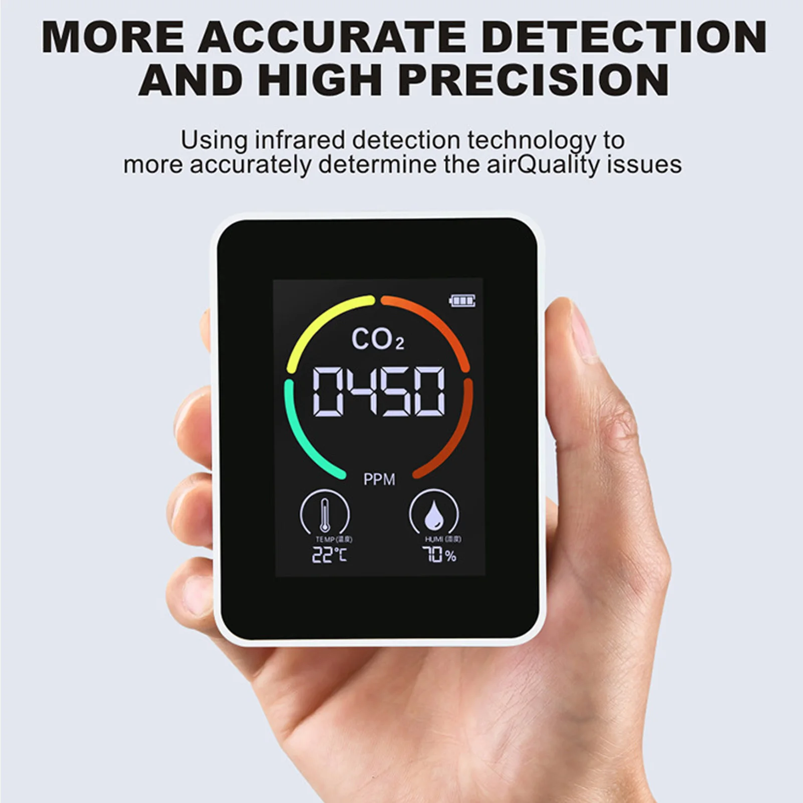 TVOC Tester USB Charging CO2 Detector, CO2 Meter Indoor CO2