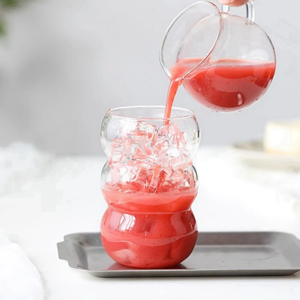 Description Picture 6 of item550ml Creative Glass Cup Heat-resistant Transparent Ripple Cup Beer Juice Ice Coffee Cups Cocktail Fruit Bubble Glass Drinkware
