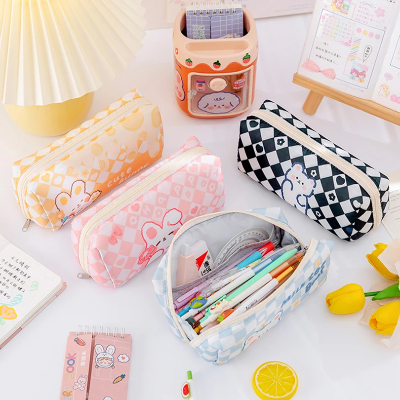 Kawaii Pencil Case Big Stationery Pencil Cases Animal Trousse Scolaire  Canvas Pencil Bags Korean School Supplies Cute Pen Case