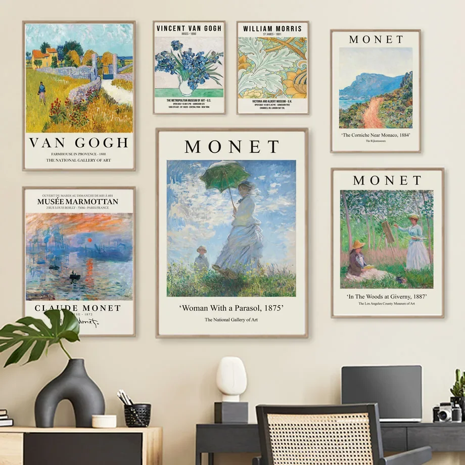 Abstract Monet Van Gogh Artist Exhibition Wall Art Canvas Painting Poster E Stampe Moderne Immagini A Parete Per La Decorazione Del Soggiorno