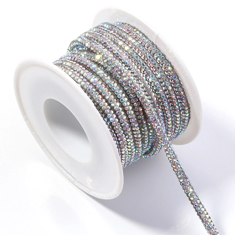 Colorful Rhinestone Chain - Crystal Dense Cup Banding for DIY Jewelry, Bows, and Headwear
