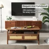 Mid Century Modern Coffee Table with 4 Rattan Drawers,Coffee Tables for Living Room,Convenient for Eating,Gaming,or Working 5
