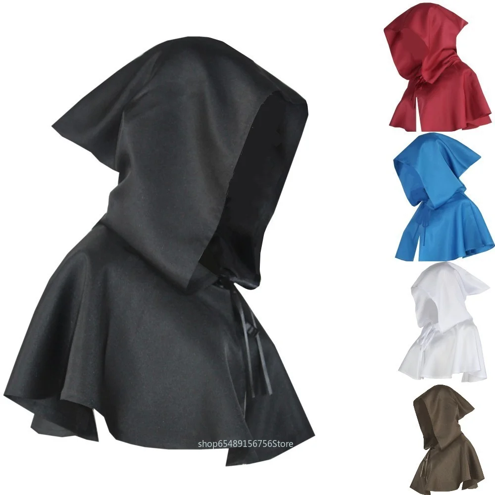 

Medieval Priest Monk Wizard Short Cloak Cosplay Costume Witch Shawl Hooded Cape Pagan Cape Hat Fancy Dress Cape Halloween Gift