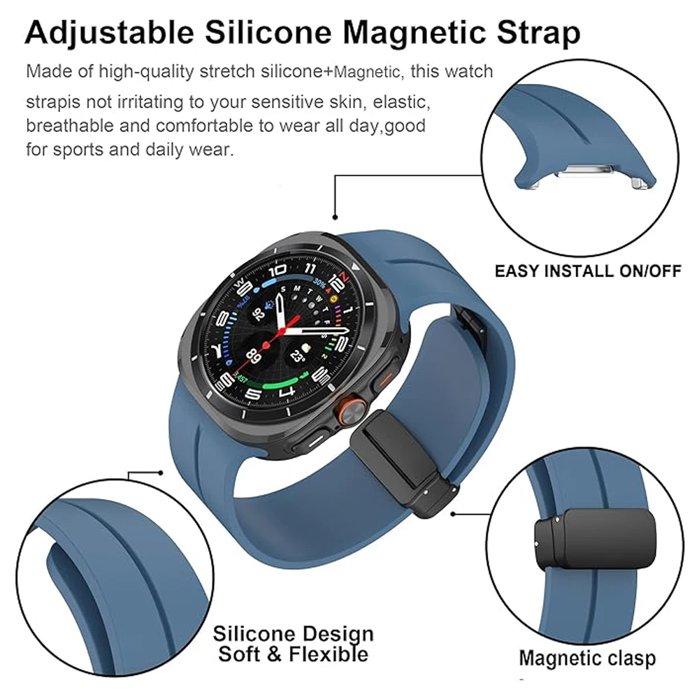 Magnetic Folding Buckle Silicone Sport Band Bracelet - Soft Strap
