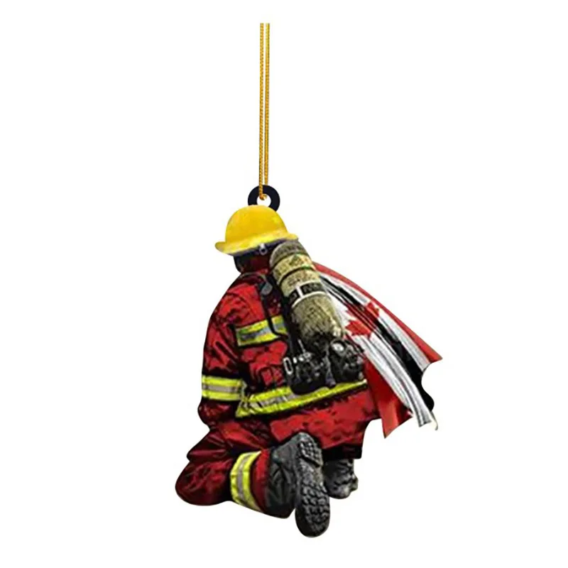 2D Christmas Firefighter Pendant Christmas Pendant Dwarf Car Statue Craft Party Accessories Decoration new year christmas decorations