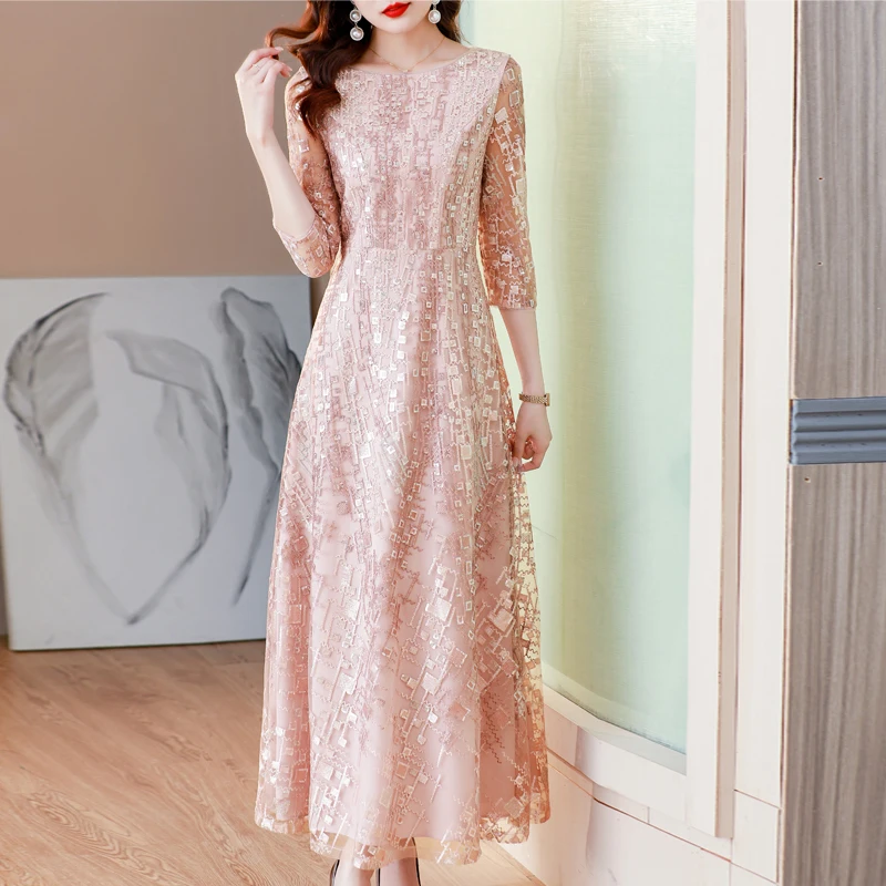 

2023 New embroidery wedding mom large size evening dress